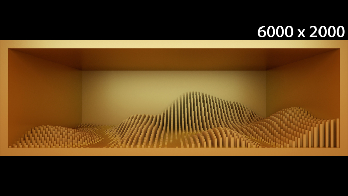 【裸眼3D】金色山水意境空间方体几何矩阵