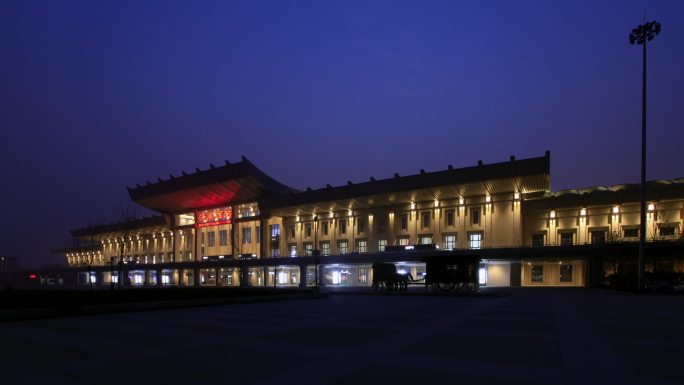 济南西站 延时摄影 夜景 全景 日转夜