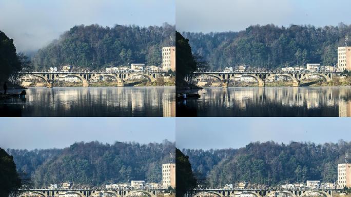 延时摄影乡镇城市的桥