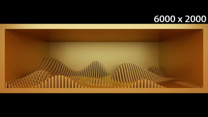 【裸眼3D】金色意境山水空间方体几何矩阵