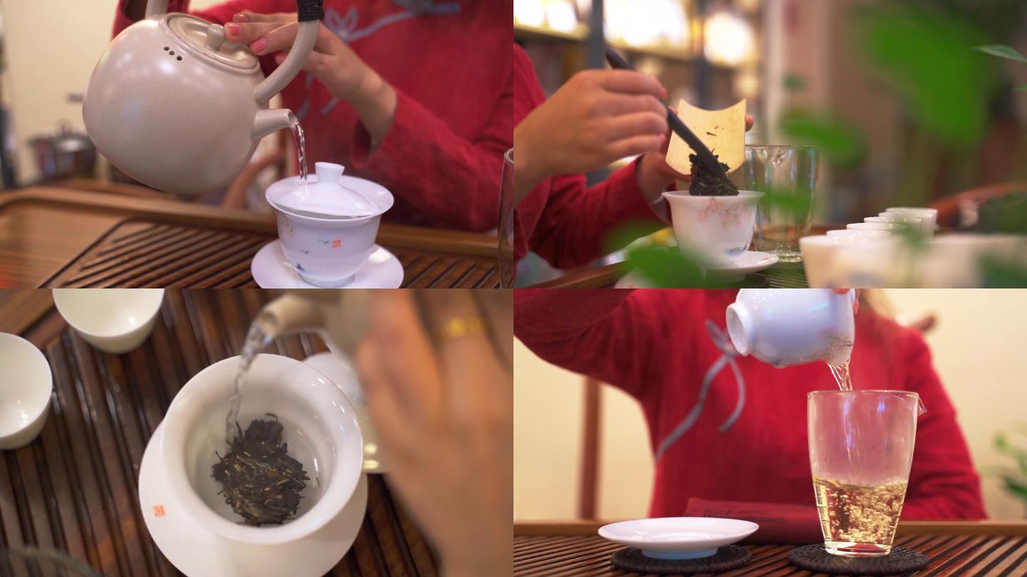 4k 白茶功夫茶泡茶流程镜头 用于茶宣传