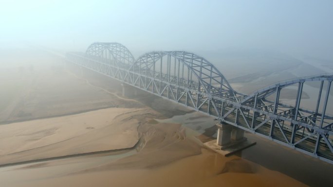 黄河大桥 航拍 高铁 飞驰 铁路桥