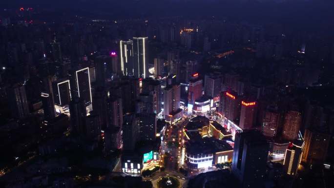 直辖市重庆（城市素材）航拍沙坪坝广场夜景