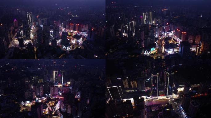 直辖市重庆（城市素材）航拍沙坪坝广场夜景