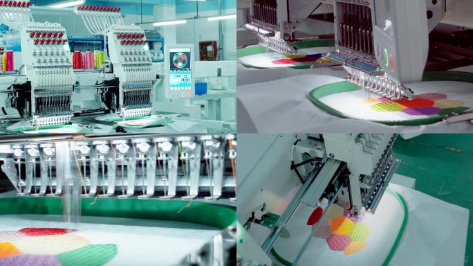 自动化绣花机 刺绣机智能工厂机器视频素材