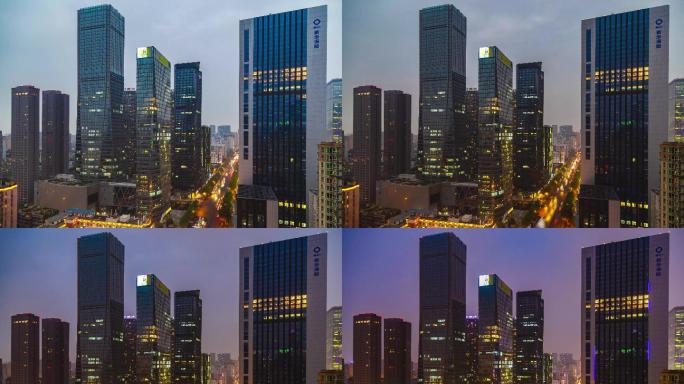 成都西部国际金融中心夜景延时摄影