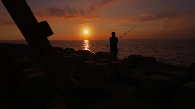 【4K高清】秋日夕阳：海边、海钓以及日落