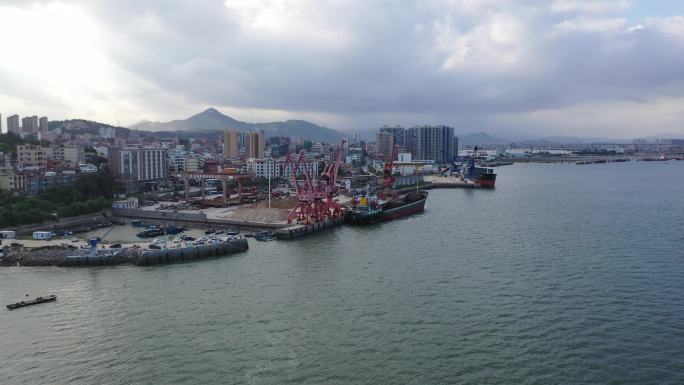 码头海边渔船泉州晋江港口沙船只石井航拍