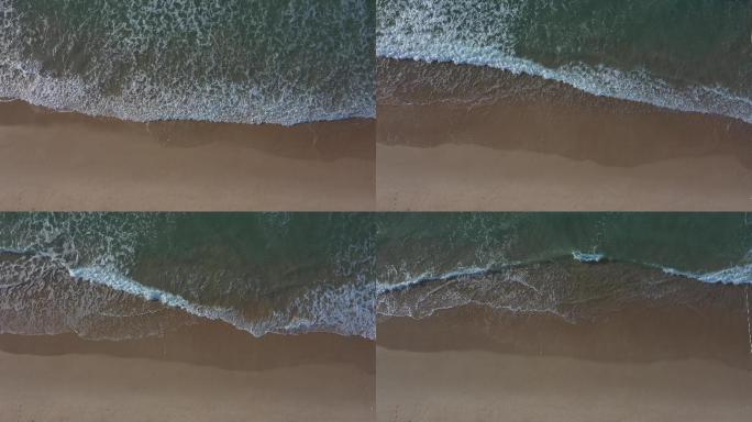 海浪拍打沙滩4K航拍