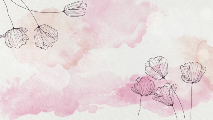 古典中国风粉色花朵水彩背景