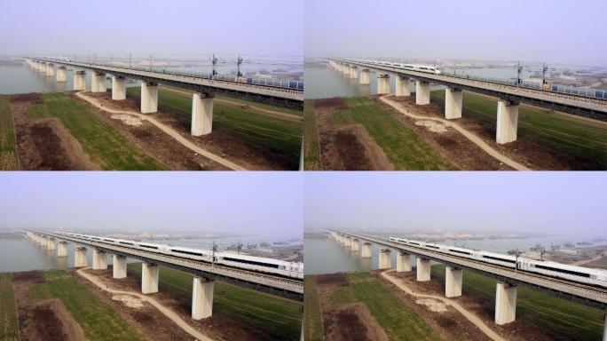 高铁 驶过 淮河大桥 航拍 铁路桥