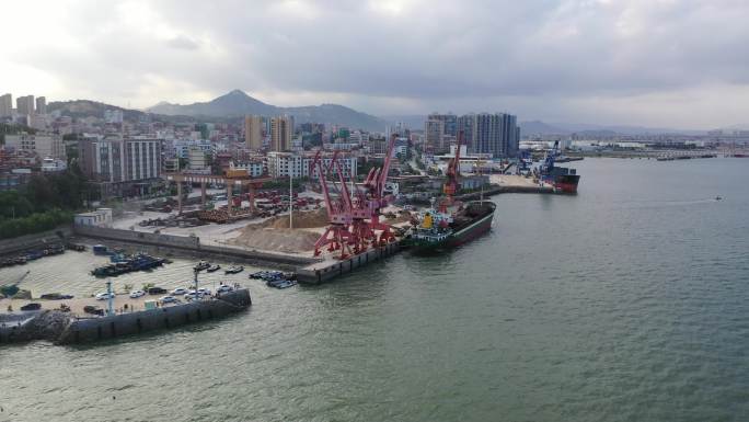 码头海边渔船泉州晋江港口沙船只石井航拍