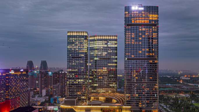 成都高新区金融城夜景延时摄影4K