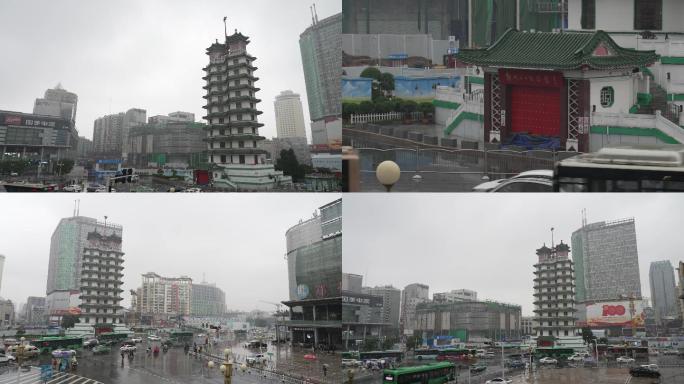 雨中郑州二七塔