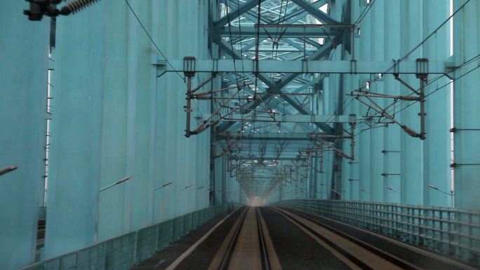 高铁 驶过 黄河大桥 主观视角 铁路桥