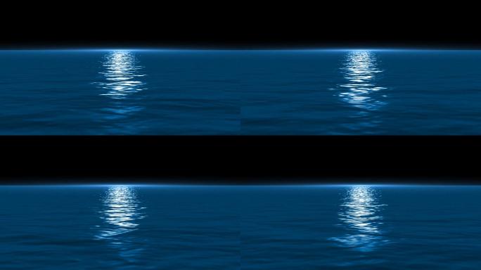 夜晚水中月亮倒影带通道