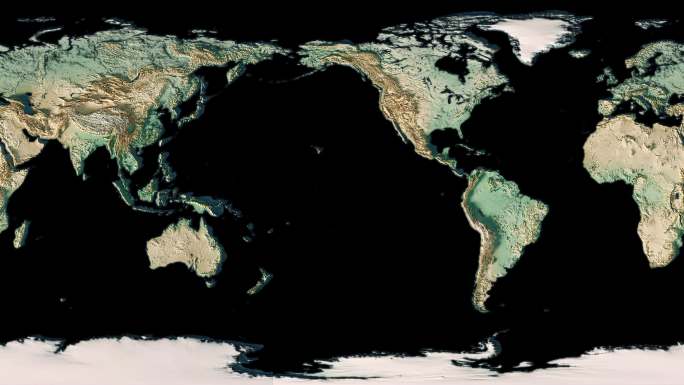世界地图3D立体地形图动态素材