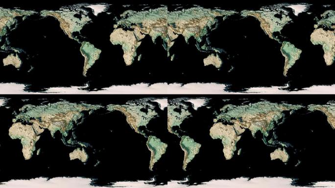 世界地图3D立体地形图动态素材