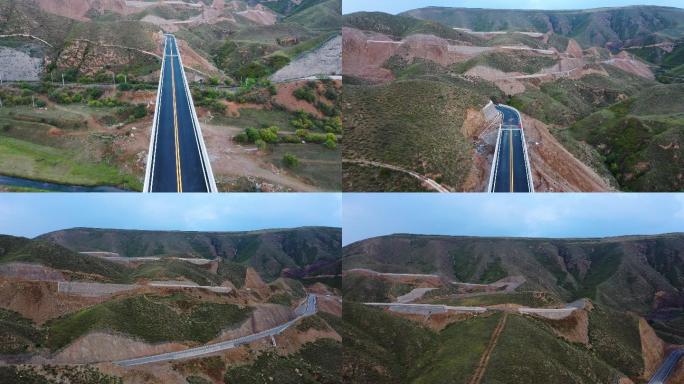 4K高清大同新荣区方山大桥航拍视频