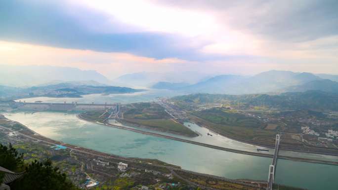 6K 三峡大坝和船闸全景延时多组