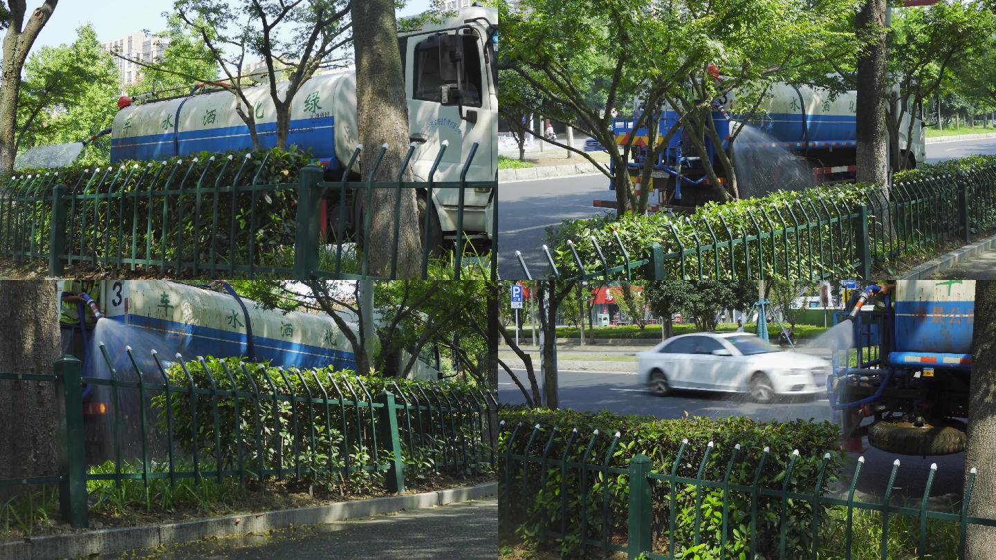 城市绿化洒水车植物浇水