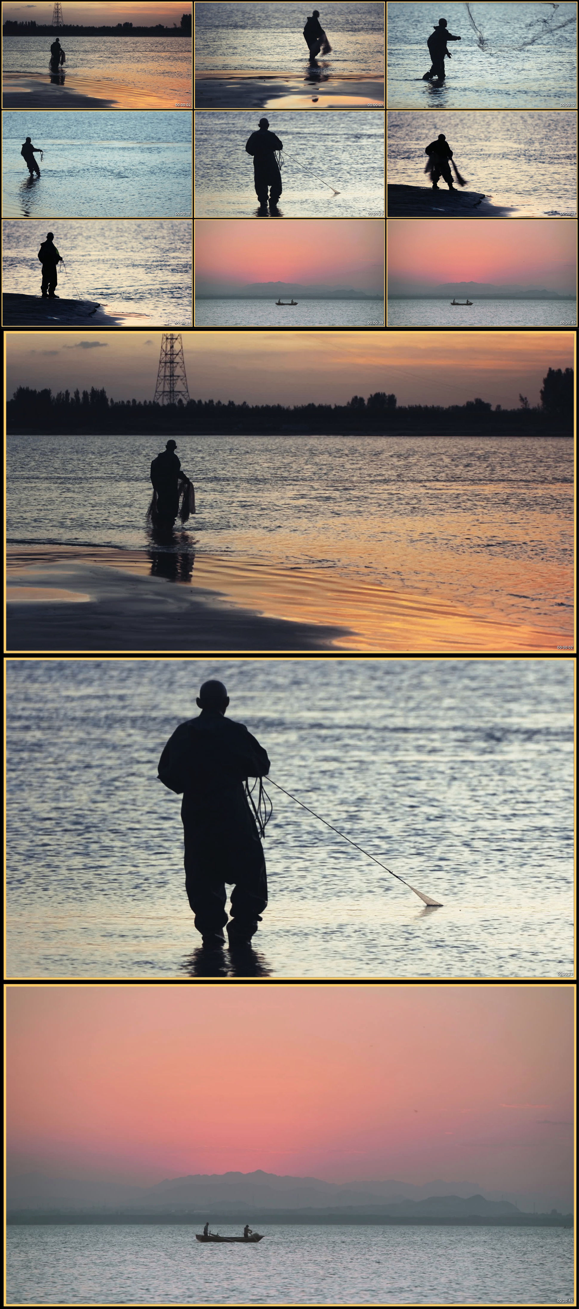 原创打渔撒网慢动作视频