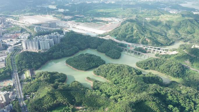 4k深圳龙华高峰水库航拍