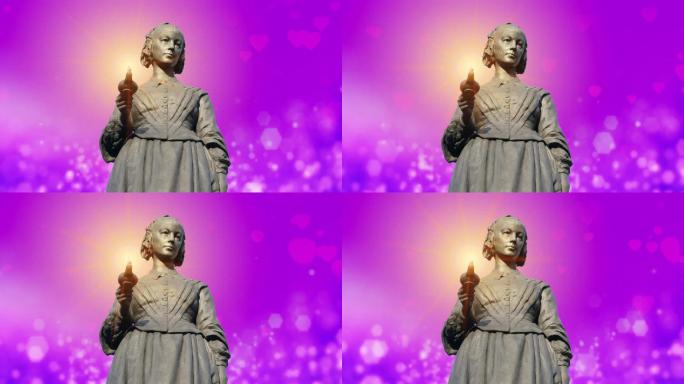 南丁格尔雕像护士节紫色浪漫动态背景
