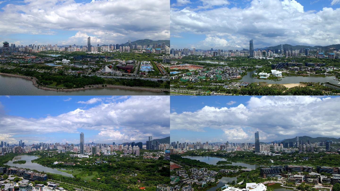 深圳华侨城欢乐海岸城市风光4K航拍素材
