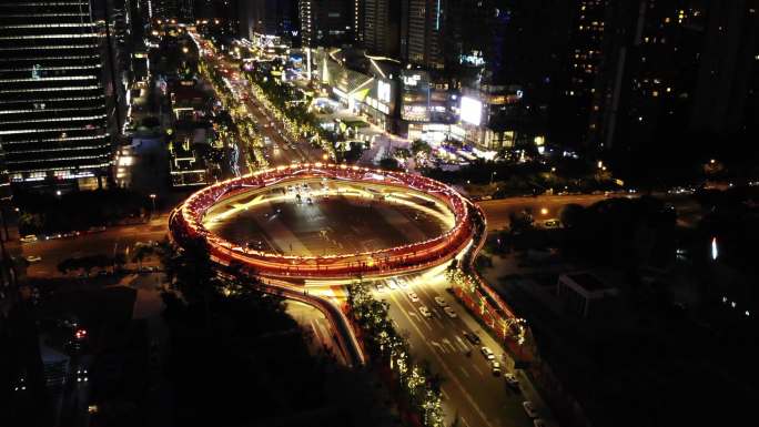 成都 高新区 交子之环 网红桥 夜景航拍