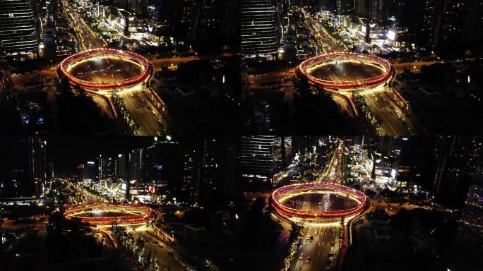 成都 高新区 交子之环 网红桥 夜景航拍