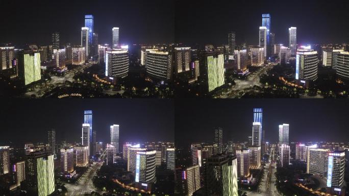 西安高新区十四运夜景亮化4k高清航拍