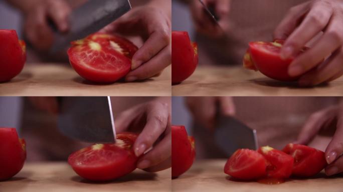 厨师切番茄西红柿 (4)
