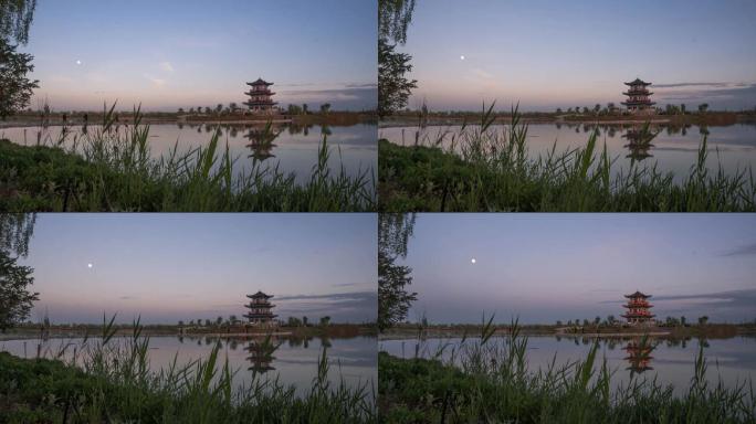 最美甘肃酒泉四坝海子湿地公园延时摄影视频