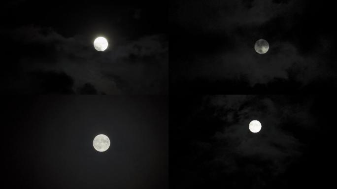 月亮中秋赏月云层飘动乌云阴云密布月黑风高