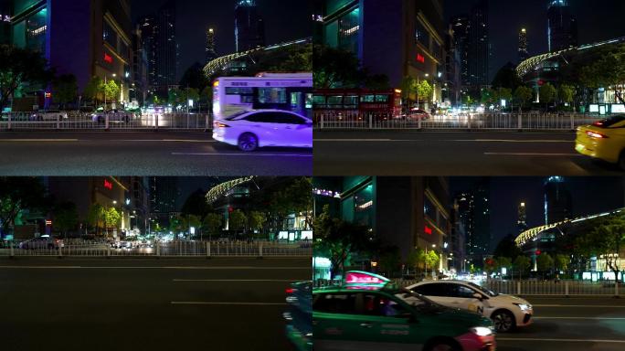 4K升格实拍城市深夜繁忙道路