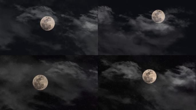 4K夜晚月亮虫鸣安静-唯美中秋月亮