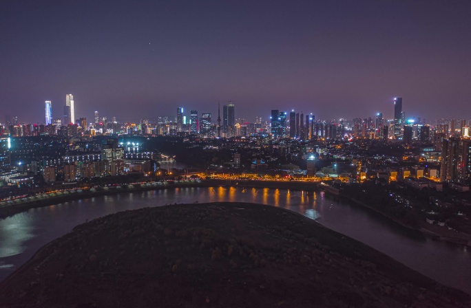 航拍长沙马栏山鸭子铺超高清夜景延时合集