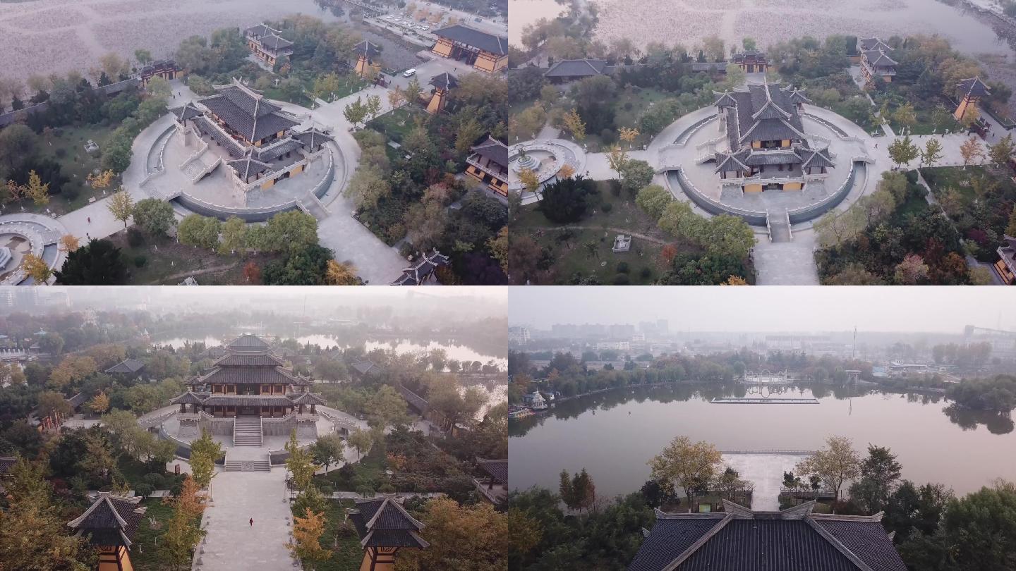 沛县汉城公园建筑湖泊航拍A010
