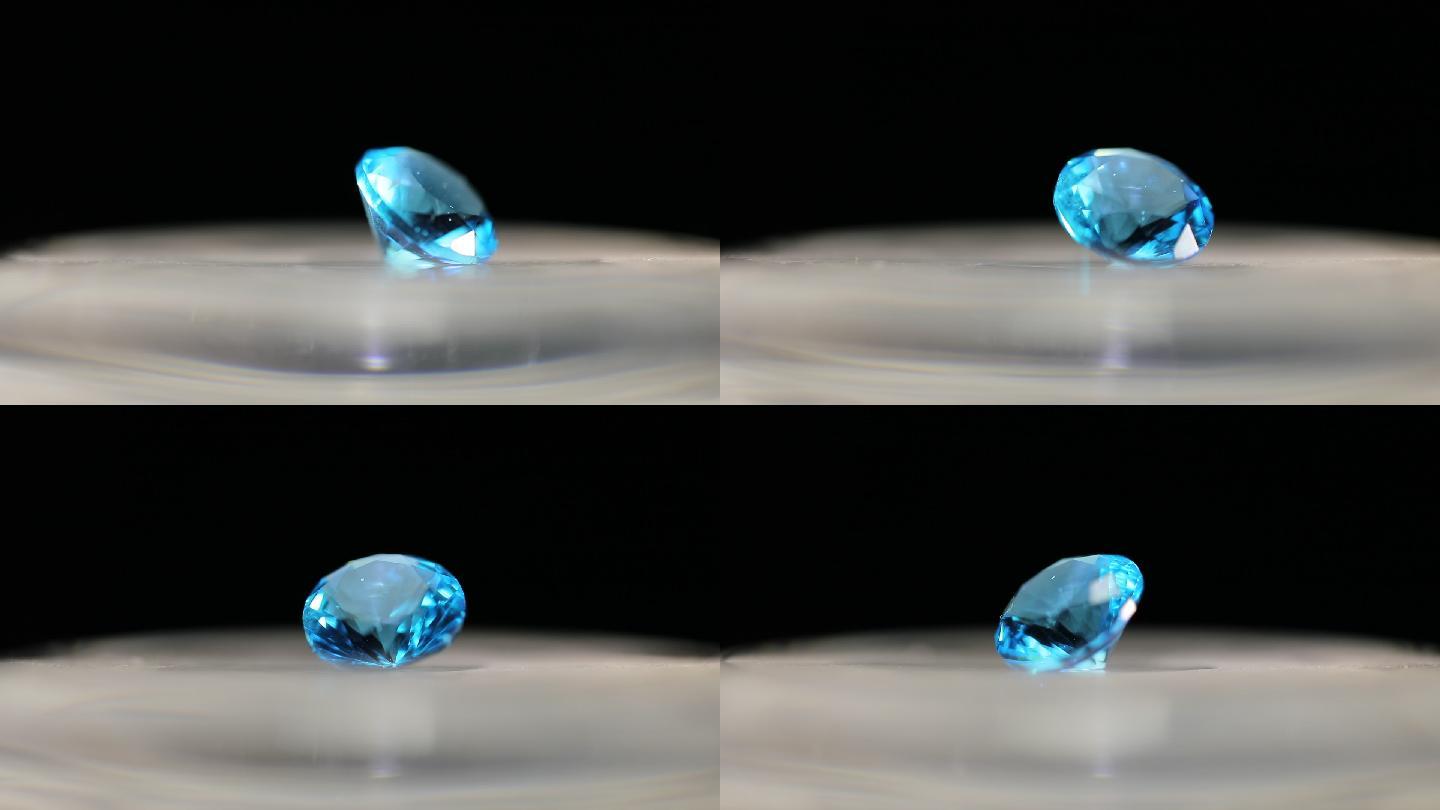 旋转的蓝色钻石特写