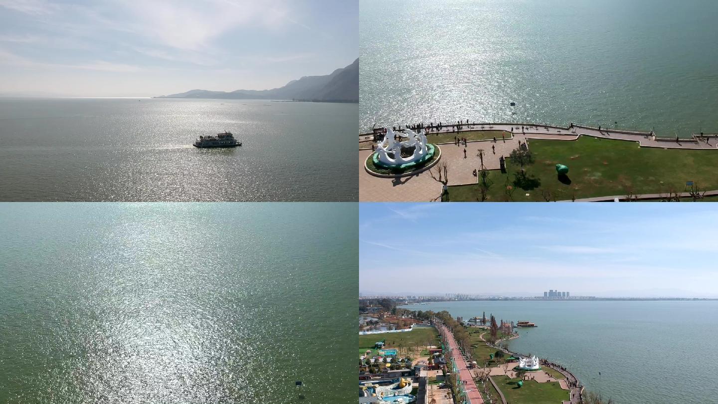 云南省最大的淡水湖 滇池 航拍