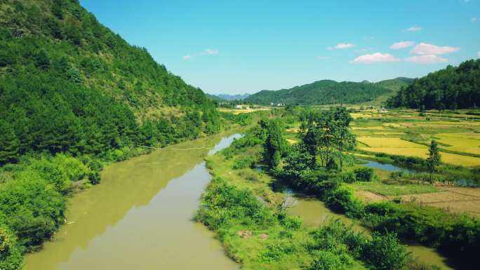 4K山水河流孔雀寨航拍