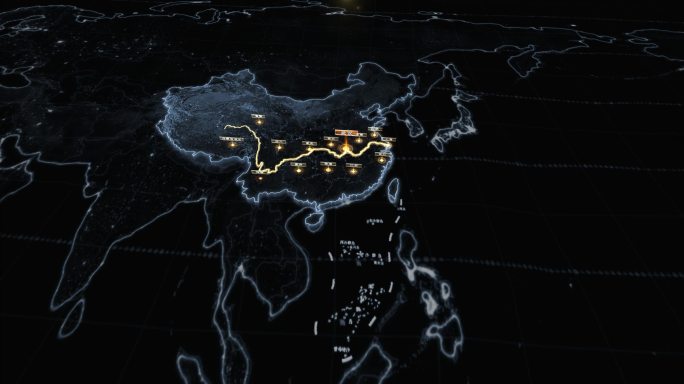 地球长江流域地图-AE模板