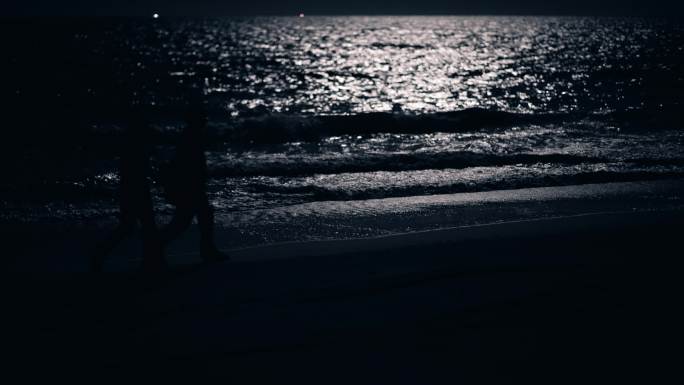 月光下海滩漫步