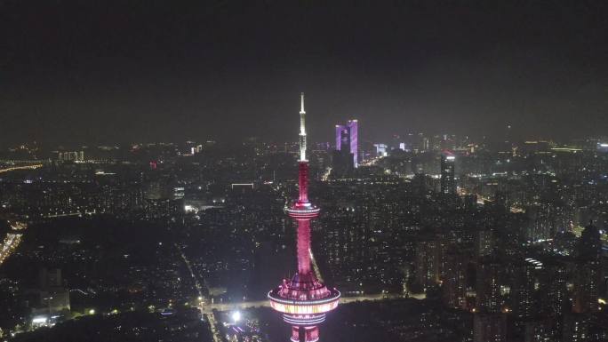航拍南京电视塔夜景