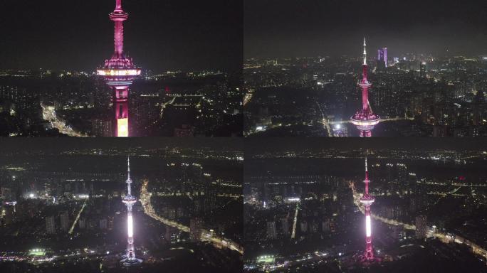 航拍南京电视塔夜景