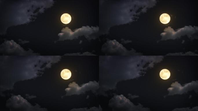 4K中秋十五夜景月亮云