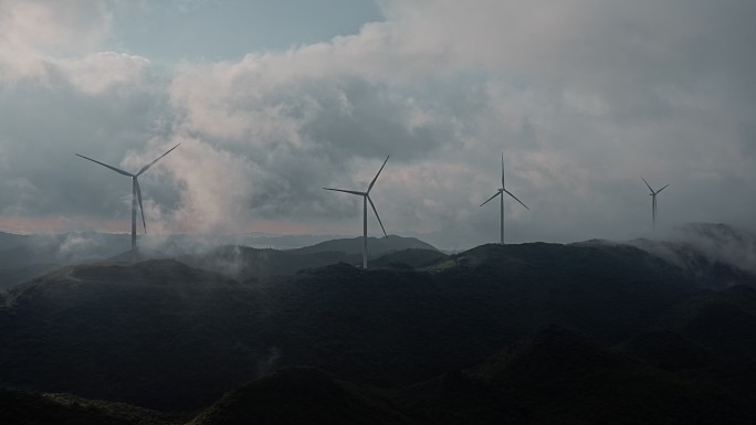 风力发电机风车湖北能源航拍摄影素材3