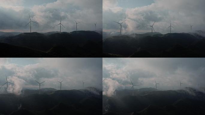 风力发电机风车湖北能源航拍摄影素材3