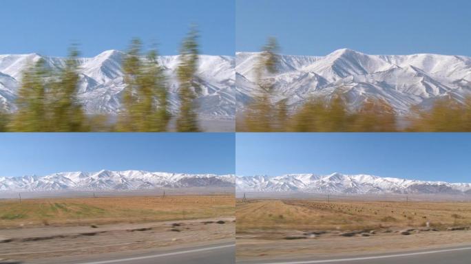 西部旅途路上和雪山